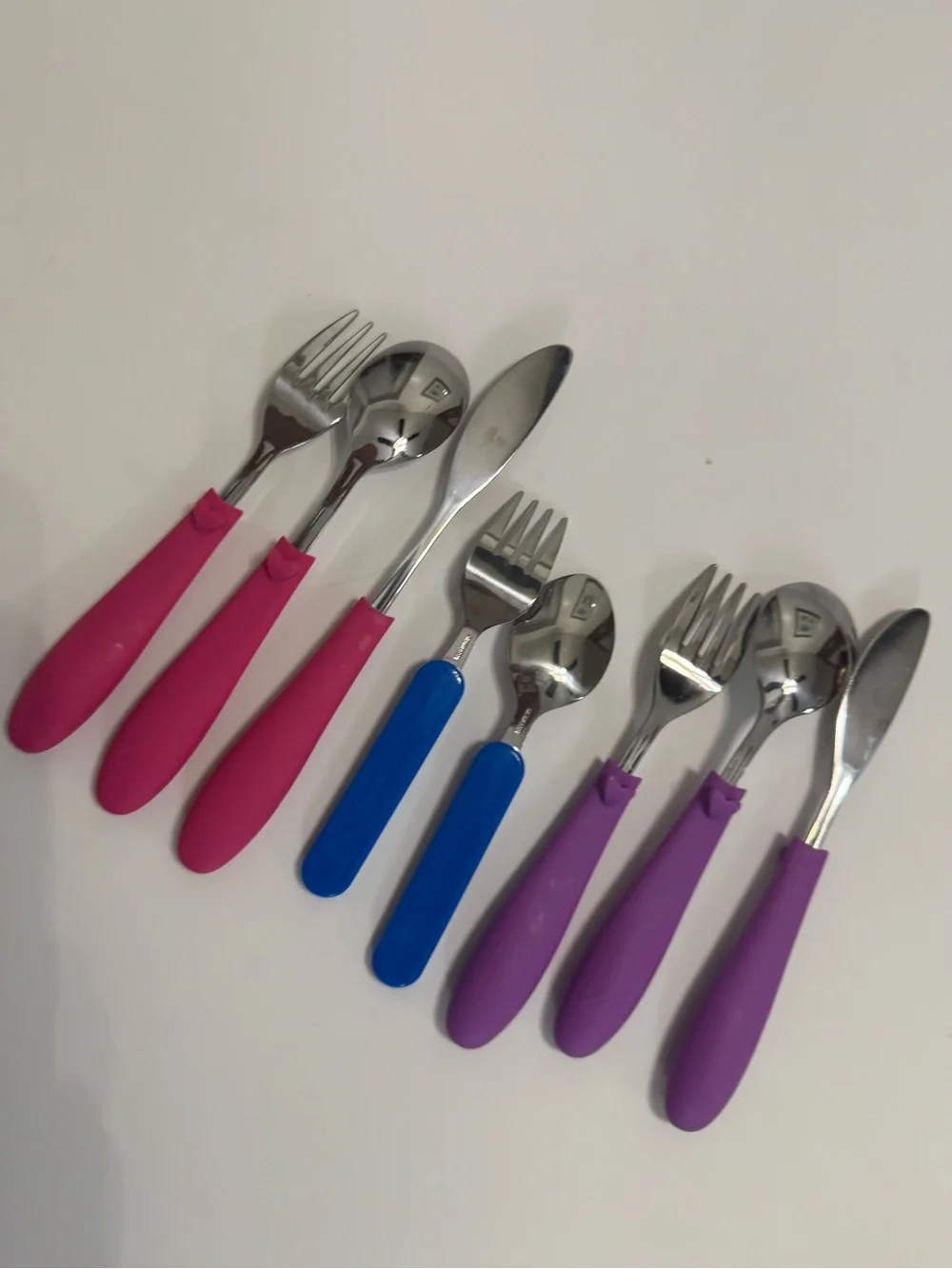 Toddlers- Kids Colorful Everyday Flatware Set — Pink, Blue & Purple Handles